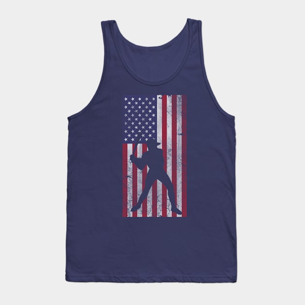 Patriotic American Flag Baseball Sports Tank Top by E